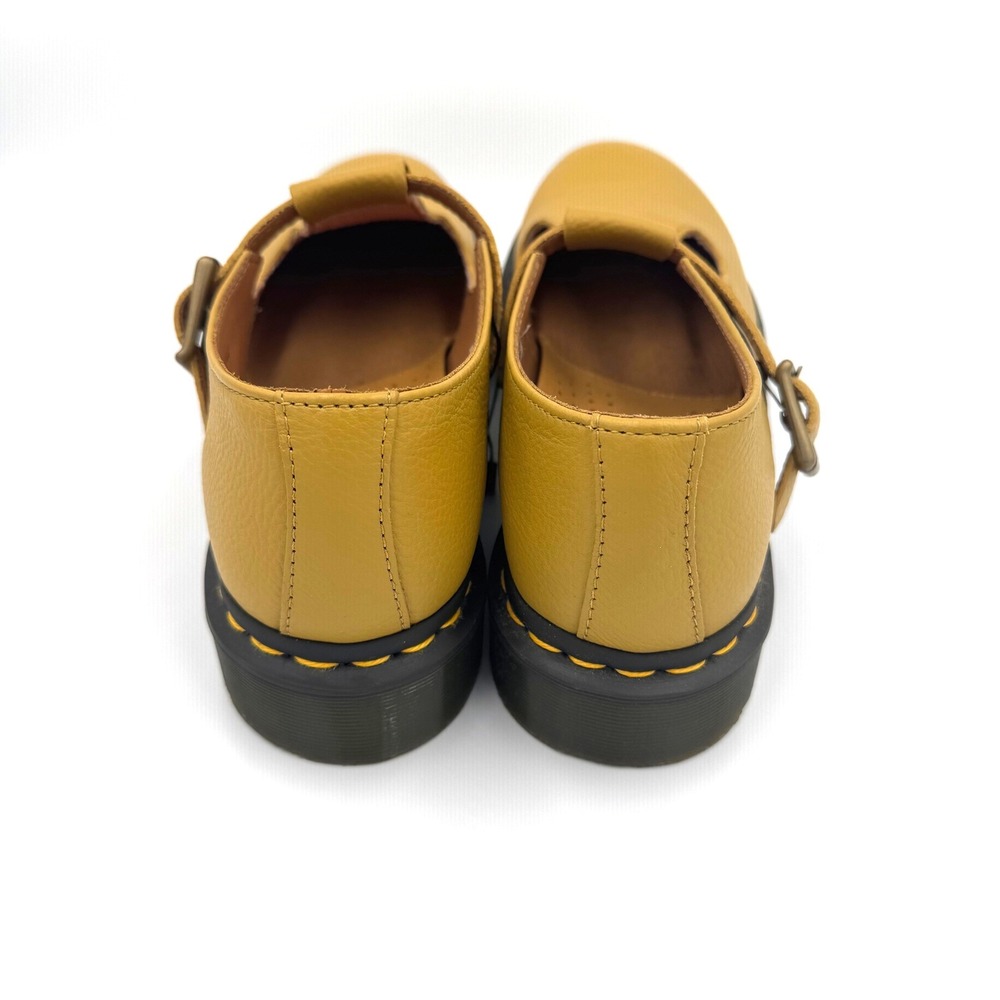 Dr. Martens Polley Mary Jane Mustard Yellow Virginia Leather Shoes Womens 8 - Picture 4 of 6